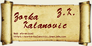 Zorka Kalanović vizit kartica